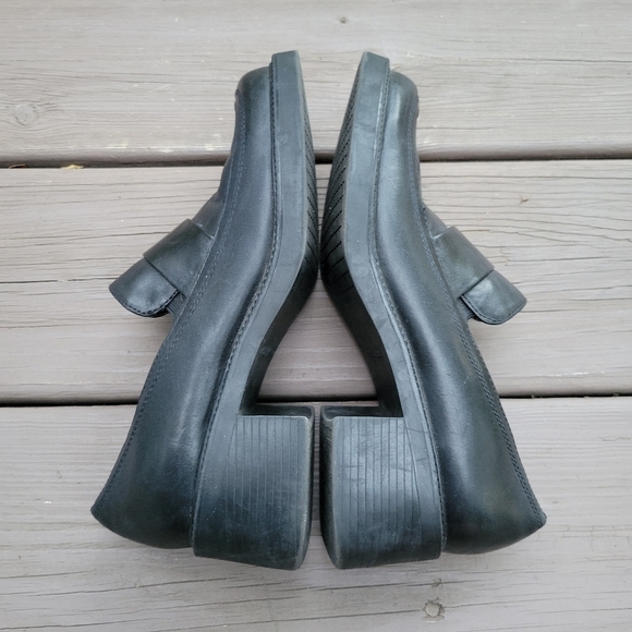 Vintage 90s y2k Bratz Black Leather Oxford Chunky Heel Preppy Academia Loafers 7 - Picture 2 of 8